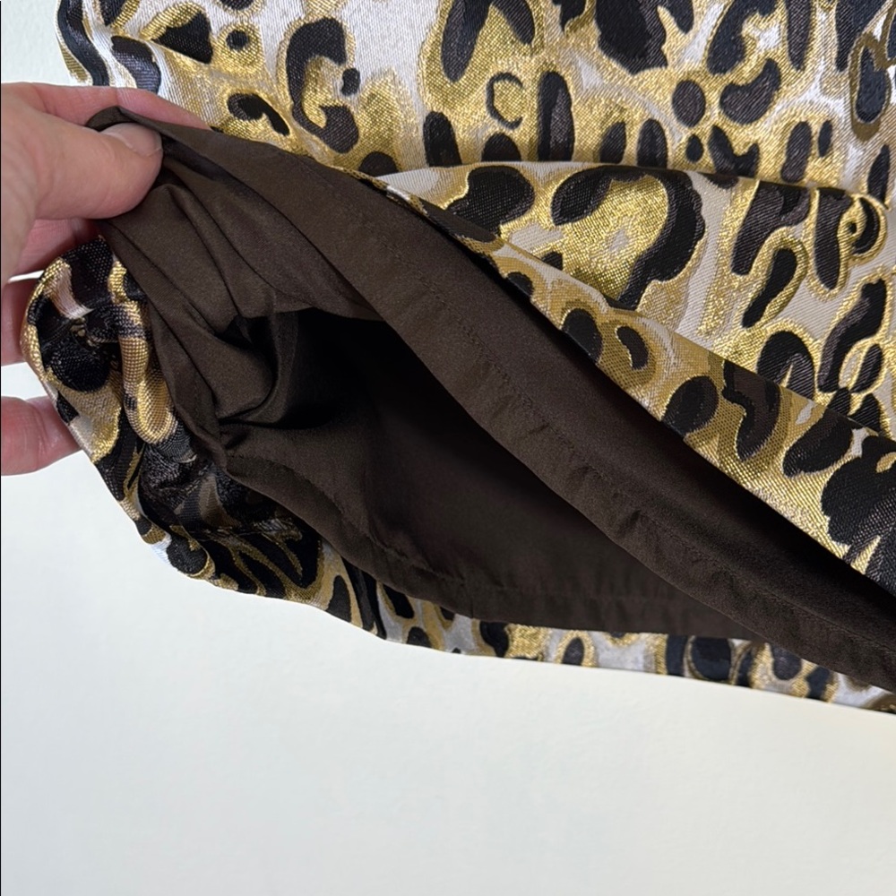 Nine West Skirt Black & Gold Leopard Print Midi in Size XL NWT - Picture 7 of 8
